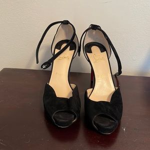 Christian Louboutin velvet ankle strap pump